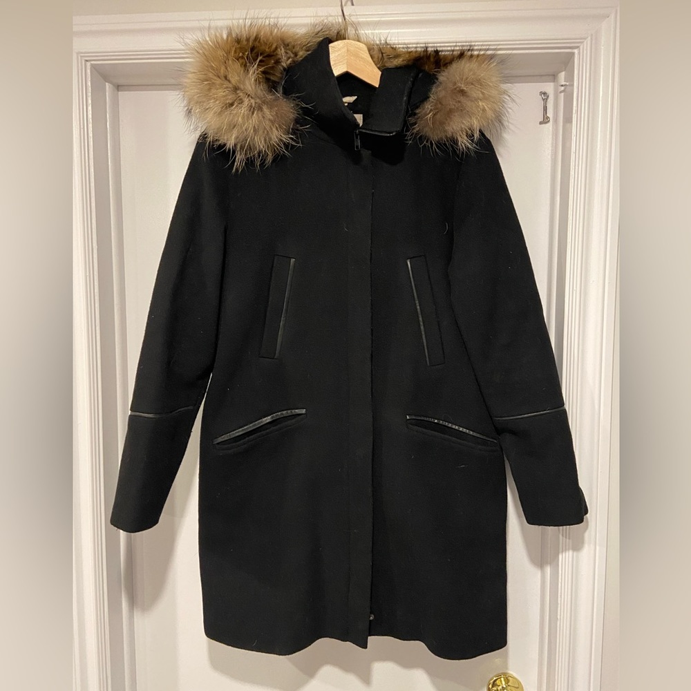 Soia and Kyo wool coat with fur trim
